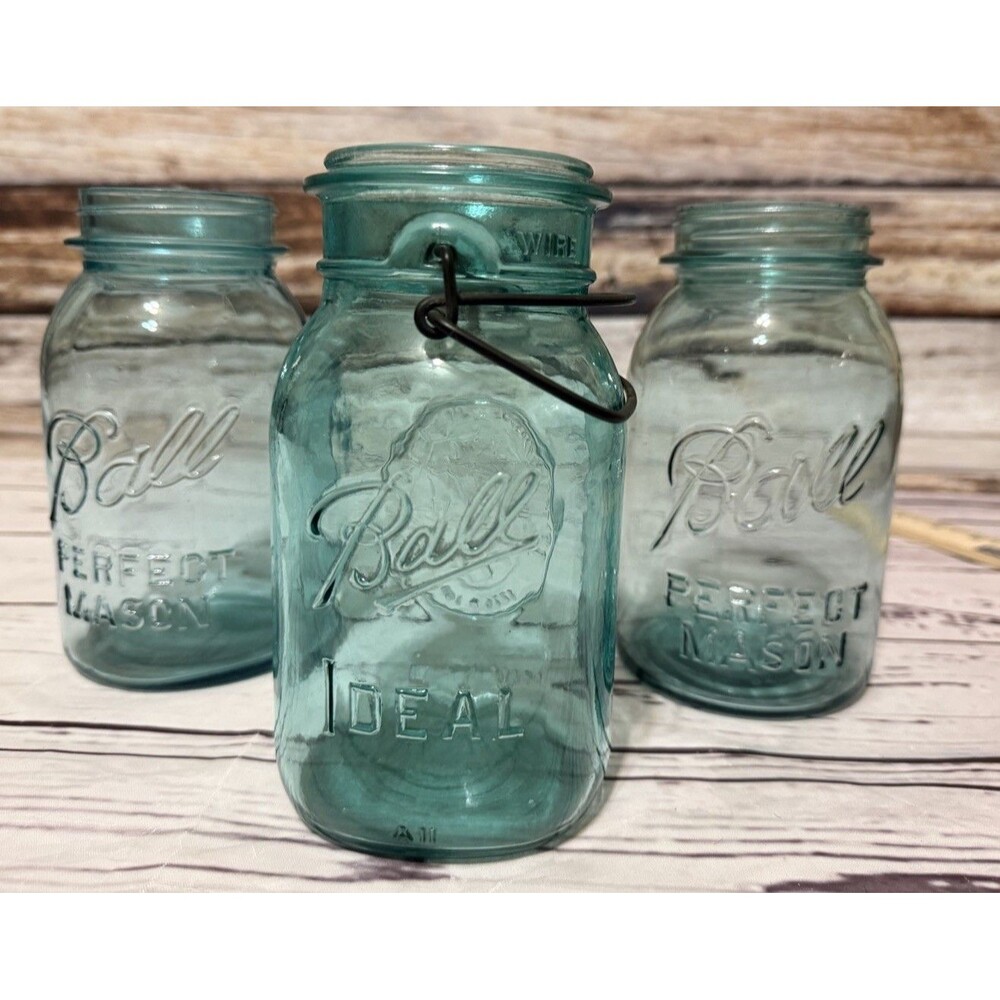 Vintage Blue Ball Perfect Mason Quarts & Bicentennial Celebration X 3